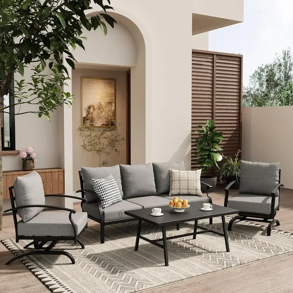 Outdoor Furniture Metal Chairs - Серый комплект уличной металлической мебели для